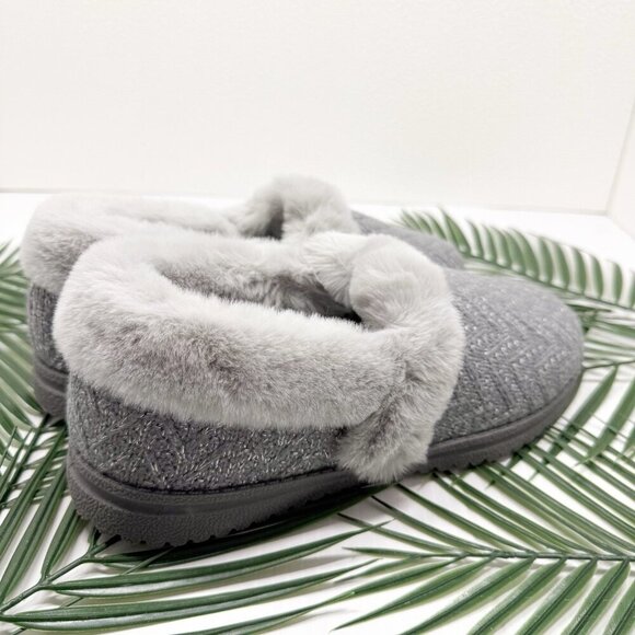 Skechers Cozy Lite Sparkle Knit Slippers Sweet Walk Grey Slip On Shoes Sz 8.5 M - Picture 5 of 12